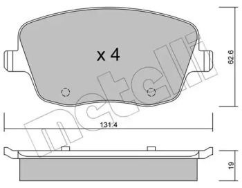 Колодки гальмівні (передні) Seat Cordoba/Ibiza IV/VW Polo/Skoda Fabia 99-15/Roomster 06-15 METELLI 22-0547-0