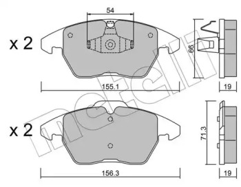 Колодки гальмівні (передні) Citroen C4 04-11/Peugeot 207/308 07-14/208 12-/307 03-09/3008 09-16 METELLI 22-0548-1