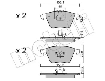 Колодки гальмівні (передні) Ford Focus/Mazda 3/Volvo C30/C70/S40/V50/Opel Vectra C 05-14/V40 12- METELLI 22-0549-3
