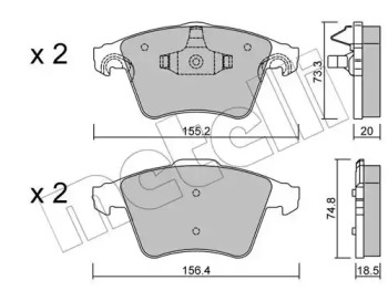 Колодки гальмівні (передні) VW Multivan/T5 03-15/T6 15- METELLI 22-0552-3