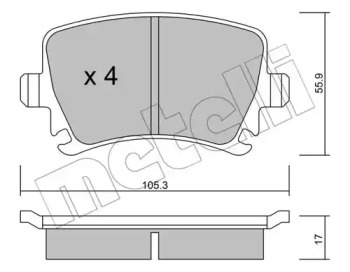 Комплект гальмівних колодок с 4 шт. дисків METELLI 22-0553-0