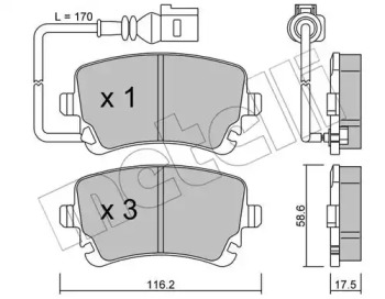 Комплект гальмівних колодок с 4 шт. дисків METELLI 22-0554-0