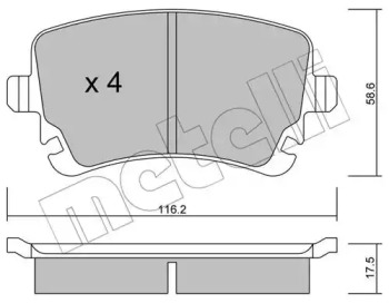 Колодки гальмівні (задні) VW T5/T6 2.0 TDI 03- METELLI 22-0554-2