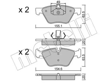 Комплект гальмівних колодок с 4 шт. дисків METELLI 22-0557-0