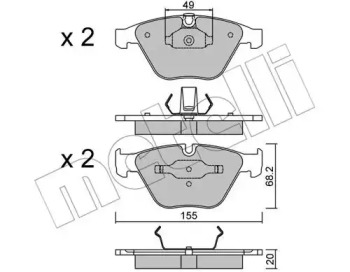 Колодки гальмівні (передні) BMW 3 (E90) 07-13/5 (E60/E61)/6 (E63/E64) 03-10/7 (E65/E66/E67) 01-08 METELLI 22-0558-0