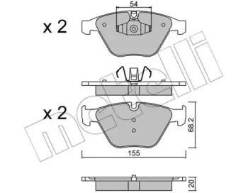 Колодки гальмівні (передні) BMW 3 (E90-93/F30/F80) 04-/5 (E60-61)/6 (E63-64) METELLI 22-0558-6