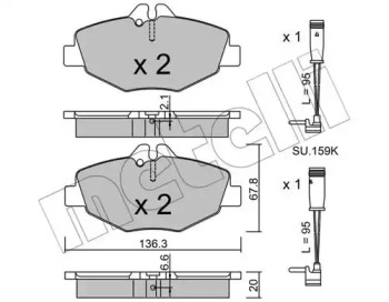 Колодки гальмівні (передні) MB E-class (W211/S211) 02-09 (+датчики) METELLI 22-0562-0K