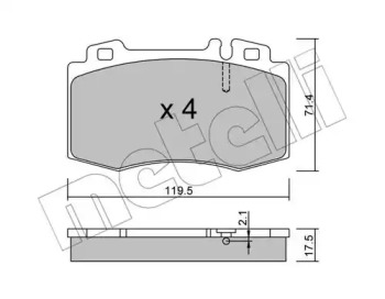 Колодки гальмівні (передні) MB C-class (W203) 02-08/M-class (W163) 98-05/S-class (W220/W221) 98-13 METELLI 22-0563-0