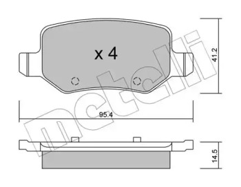 Колодки гальмівні (задні) MB A-class (W168/W169) 97-12/B-class (W245) 05-11/Vaneo (W414) 02-05 METELLI 22-0565-0