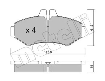 Комплект гальмівних колодок с 4 шт. дисків METELLI 22-0572-0