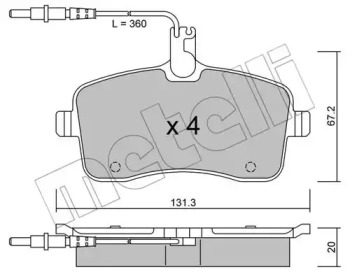 Колодки гальмівні (передні) Peugeot 407 04- (+датчики) METELLI 22-0600-0