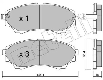 Колодки гальмівні (передні) Ford Ranger 99-12/Mazda B-Serie 99-06/BT-50 06- METELLI 22-0610-0