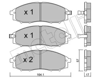 Колодки гальмівні (передні) Nissan Navara/Pick Up 2.4i/2.5 TD 98- (Akebono) METELLI 22-0611-0