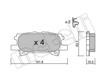 Колодки гальмівні (задні) Lexus RX 03-08 METELLI 22-0619-0