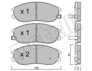 Колодки гальмівні (передні) Hyundai Terracan 01-06/Ssangyong Rexton 02- METELLI 22-0633-0