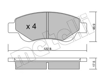 Колодки гальмівні (передні) Citroen С1/Peugeot 107 05-/108 14-/Toyota Aygo 05- METELLI 22-0637-0