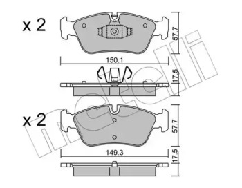 Колодки гальмівні (передні) BMW 1 (E87)/ 3 (E90) 04-11 METELLI 22-0640-0