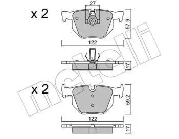 Колодки гальмівні (задні) BMW 5 (E60/E61) 02-10/6 (E63/E64) 04-10 METELLI 22-0644-0
