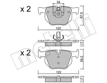 Колодки гальмівні (задні) BMW X5 (E70) 06-13/(F15/F85) 13-18/X6 (E71/E72) 08-14/(F16/F86) 14-19 METELLI 22-0644-4