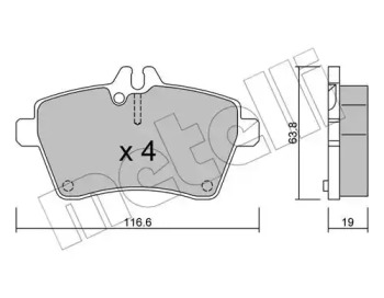 Колодки гальмівні (передні) MB A-class (W169) 04-12/B-class (W245) 05-11 METELLI 22-0646-0