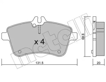Колодки гальмівні (передні) MB A-class (W169)/B-class (W245) 04-12 (Bosch) METELLI 22-0647-0