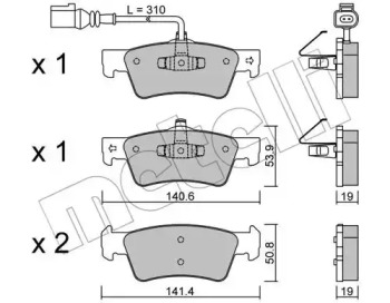 Колодки гальмівні (задні) VW T5/Multivan V 03-15 (+датчик) METELLI 22-0661-1