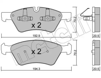 Колодки гальмівні (передні) MB E-class (W211)/M-class (W164)/R-class (W251) 03-14/G-class (W463) 04 METELLI 22-0670-0