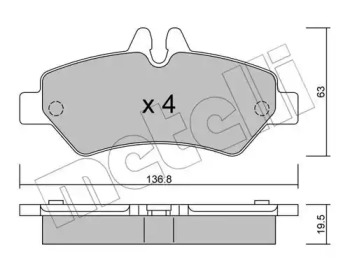 Комплект гальмівних колодок с 4 шт. дисків METELLI 22-0672-0