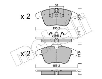 Колодки гальмівні (передні) Citroen C5 08-/Peugeot 407 04-/508 10-18 METELLI 22-0675-5