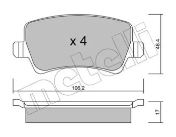 Колодки гальмівні (задні) Ford Galaxy/S-Max 06-15/Volvo S60/S80/V60/V70/XC60/XC70 08-/Land Rover 11 METELLI 22-0676-0