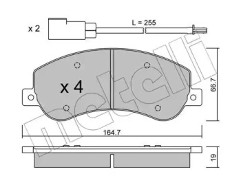 Колодки гальмівні (передні) Ford Transit 06-14/Transit Connect 06-13 (RWD) (+датчики) METELLI 22-0680-0