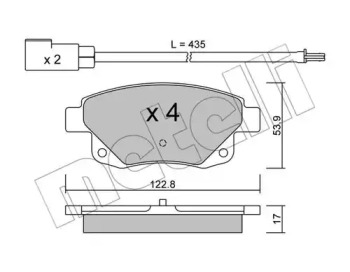 Комплект гальмівних колодок с 4 шт. дисків METELLI 22-0681-0