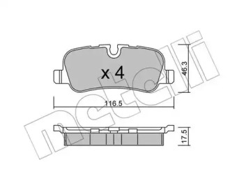 Колодки гальмівні (задні) Land Rover Discovery III/IV 04-18/Range Rover 02-13 METELLI 22-0694-0