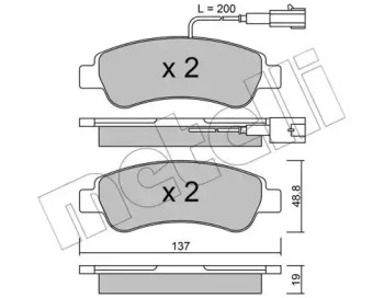 Колодки гальмівні (задні) Citroen Jumper/Fiat Ducato/Peugeot Boxer 06- (+датчики) METELLI 22-0710-1