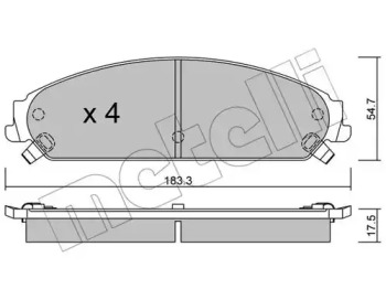 Колодки гальмівні (передні) Chrysler 300 C/II 04-/Lancia Thema 3.0/3.6 11-14 METELLI 22-0717-0