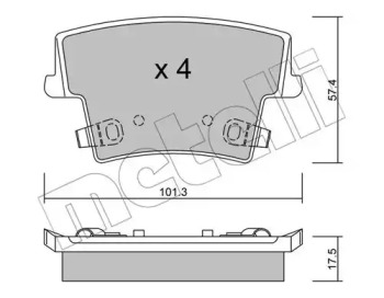 Колодки гальмівні (задні) Chrysler 300C 04-/Lancia Thema 11-14 METELLI 22-0718-0