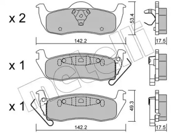 Колодки гальмівні (задні) Jeep Grand Cherokee III/IV 04-/Commander 05-10 METELLI 22-0720-0
