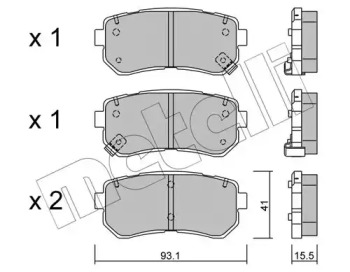 Колодки гальмівні (задні) Hyundai Accent/i30 05-12/Kia Cee'd/Rio/Sportage 04- METELLI 22-0725-0
