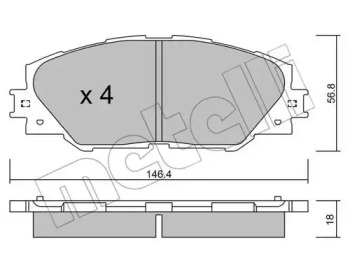 Колодки гальмівні (передні) Toyota Auris 10-18/Prius 08-/Rav4 III/IV 06- METELLI 22-0748-0