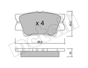 Колодки гальмівні (задні) Toyota Camry/Rav4 IV 05-/Avalon 12-18/Lexus ES 06-18 METELLI 22-0749-0