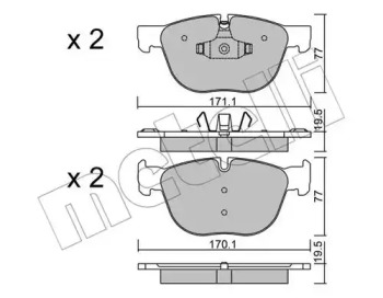 Колодки гальмівні (передні) BMW X4 (F26) 14-18/X5 (E70/F15/F85) 06-18/X6 (E71/E72/F16/F86) 08-19 METELLI 22-0770-0
