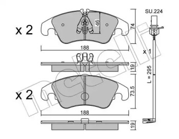 Колодки гальмівні (передні) Audi A6/A7/Q5 08-(з датчиком) METELLI 22-0775-4K