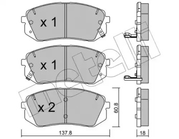 Колодки гальмівні (передні) Hyundai i30/Kona/Kia Pro Ceed/Soul 14- METELLI 22-0783-1