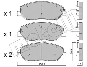 Колодки гальмівні (передні) Hyundai Santa Fe II/III/Genesis 06-/Kia Sorento/Ssangyong Korando 09- METELLI 22-0787-0