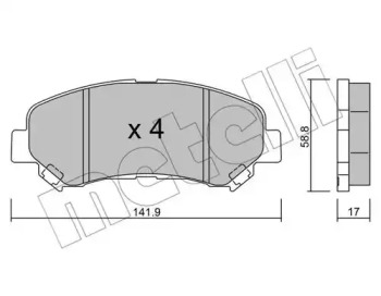 Комплект гальмівних колодок с 4 шт. дисків METELLI 22-0792-0