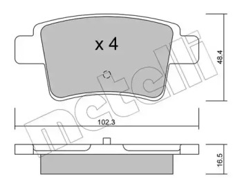 Колодки гальмівні (задні) Citroen C4 Picasso/Grand Picasso 06-13/Peugeot 408 1 METELLI 22-0801-0