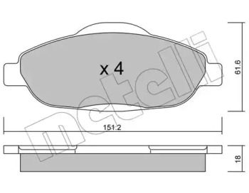 Колодки гальмівні (передні) Peugeot 308/CC/SW 07-14/Peugeot 3008/5008 09-17 METELLI 22-0804-0