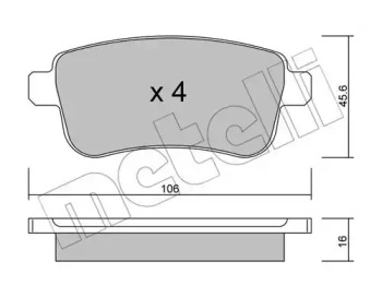 Колодки гальмівні (задні) Renault Megane III 08-/Grand Scenic III/Fluence 09- METELLI 22-0818-0