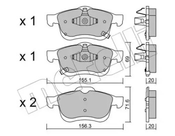 Колодки гальмівні (передні) Fiat 500L 13- METELLI 22-0824-2