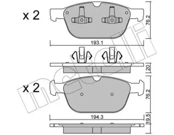 Колодки гальмівні (передні) Volvo XC60 08-17/XC90 02-14 METELLI 22-0834-0